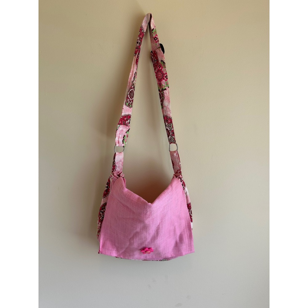 Tiarella's Clutch Pink Paisley Medallion Cotton Crossbody Hobo Bag with Pouch